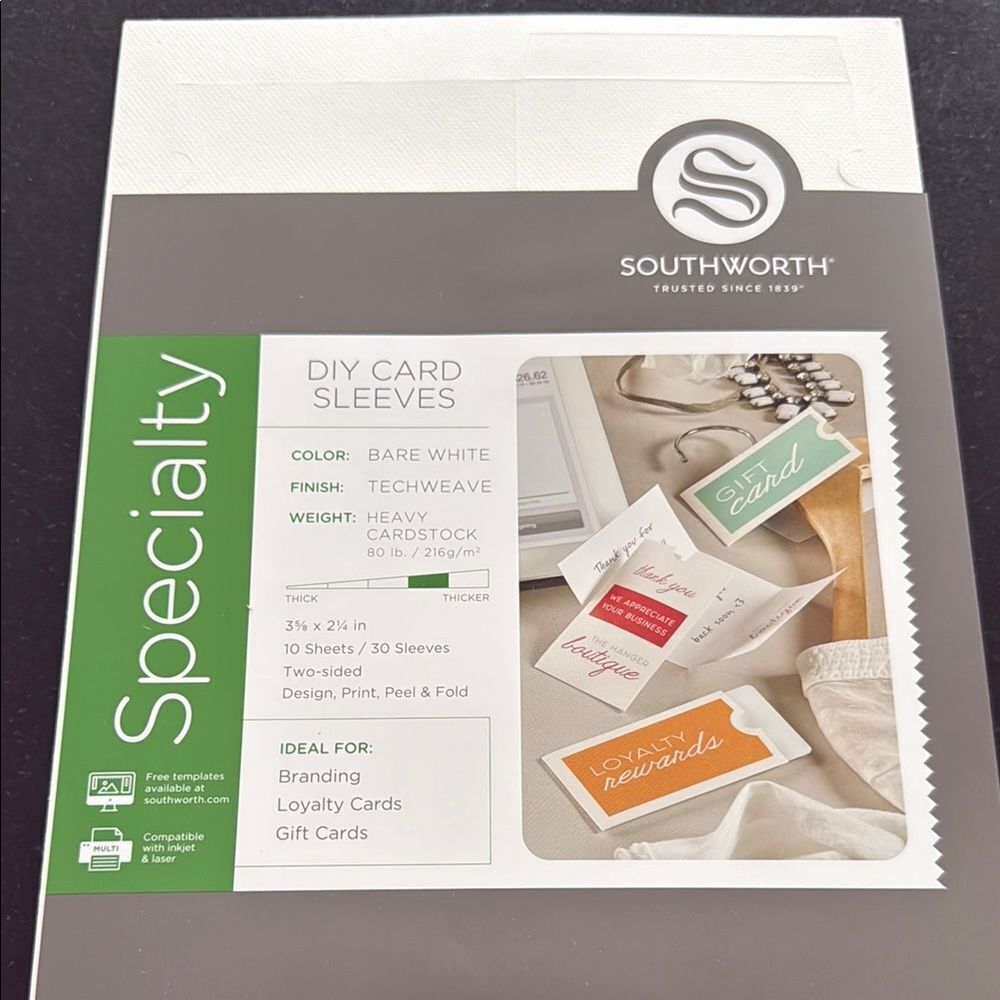 DIY White Card Sleeves – Techweave Finish – 10 Sheets (30 Sleeves)